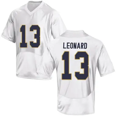 White Riley Leonard Men's Notre Dame Fighting Irish Football College Jersey - Game